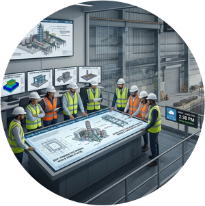 Civil and structural engineering for a cement plant at CEM POWER, featuring RCC foundation design for a rotary kiln and steel structure design for a preheater tower.